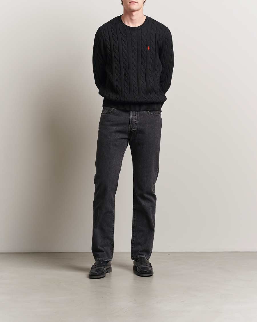 Men | Sweaters & Knitwear | Polo Ralph Lauren | Cotton Cable Pullover Polo Black