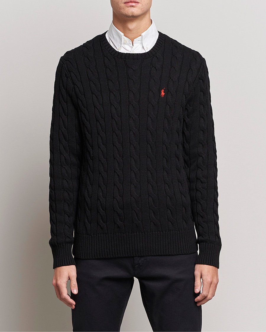 Men |  | Polo Ralph Lauren | Cotton Cable Pullover Polo Black