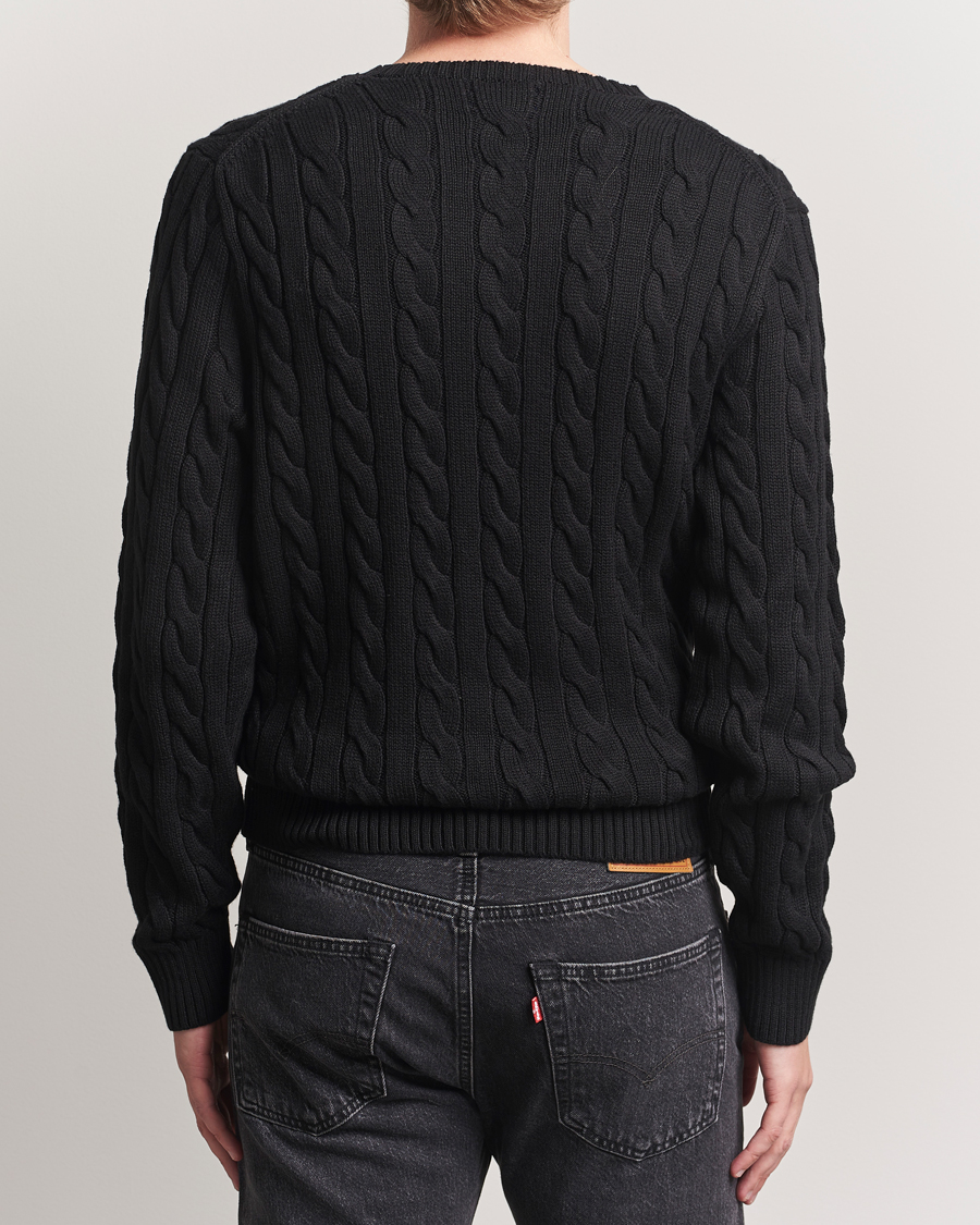 Men | Sweaters & Knitwear | Polo Ralph Lauren | Cotton Cable Pullover Polo Black