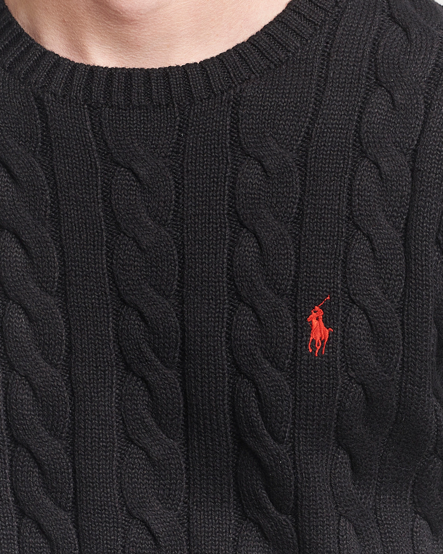 Men | Sweaters & Knitwear | Polo Ralph Lauren | Cotton Cable Pullover Polo Black