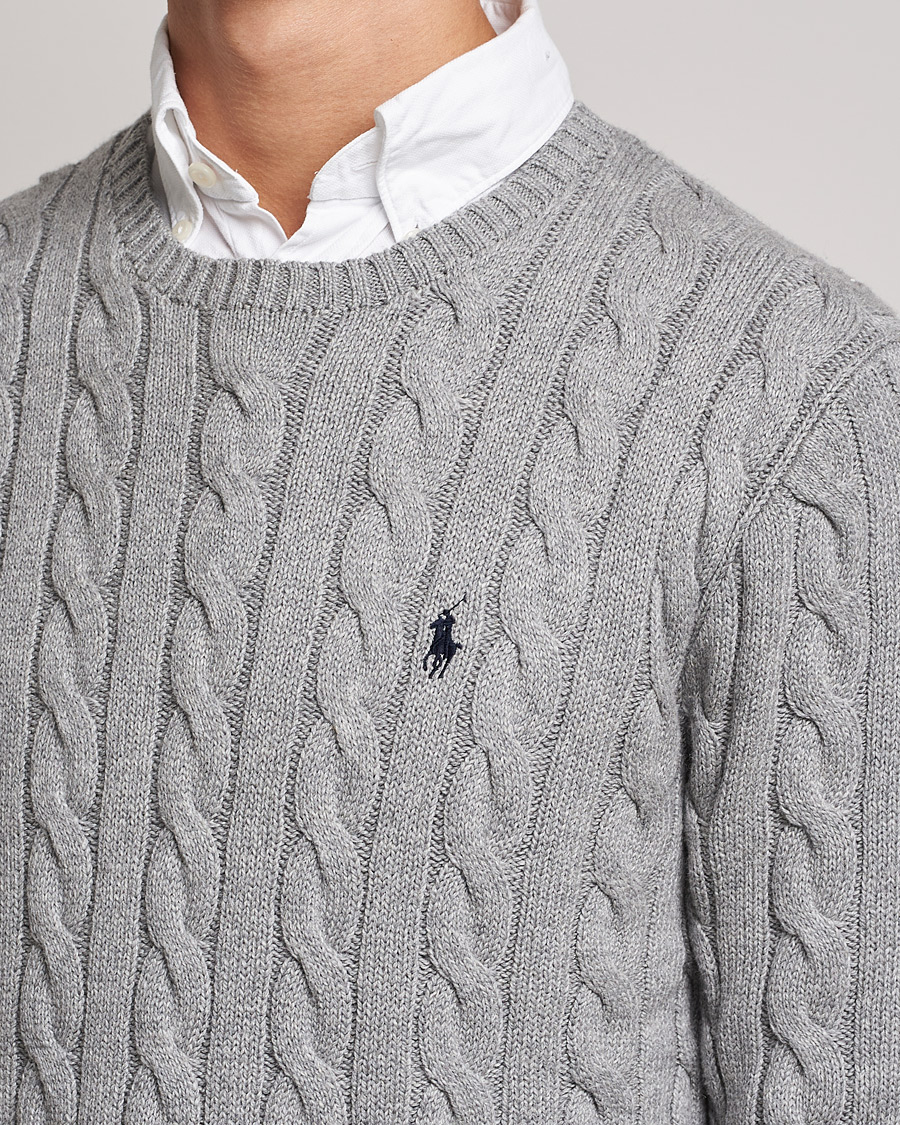 Polo Ralph Lauren Cotton Cable Pullover Fawn Grey Heather at 