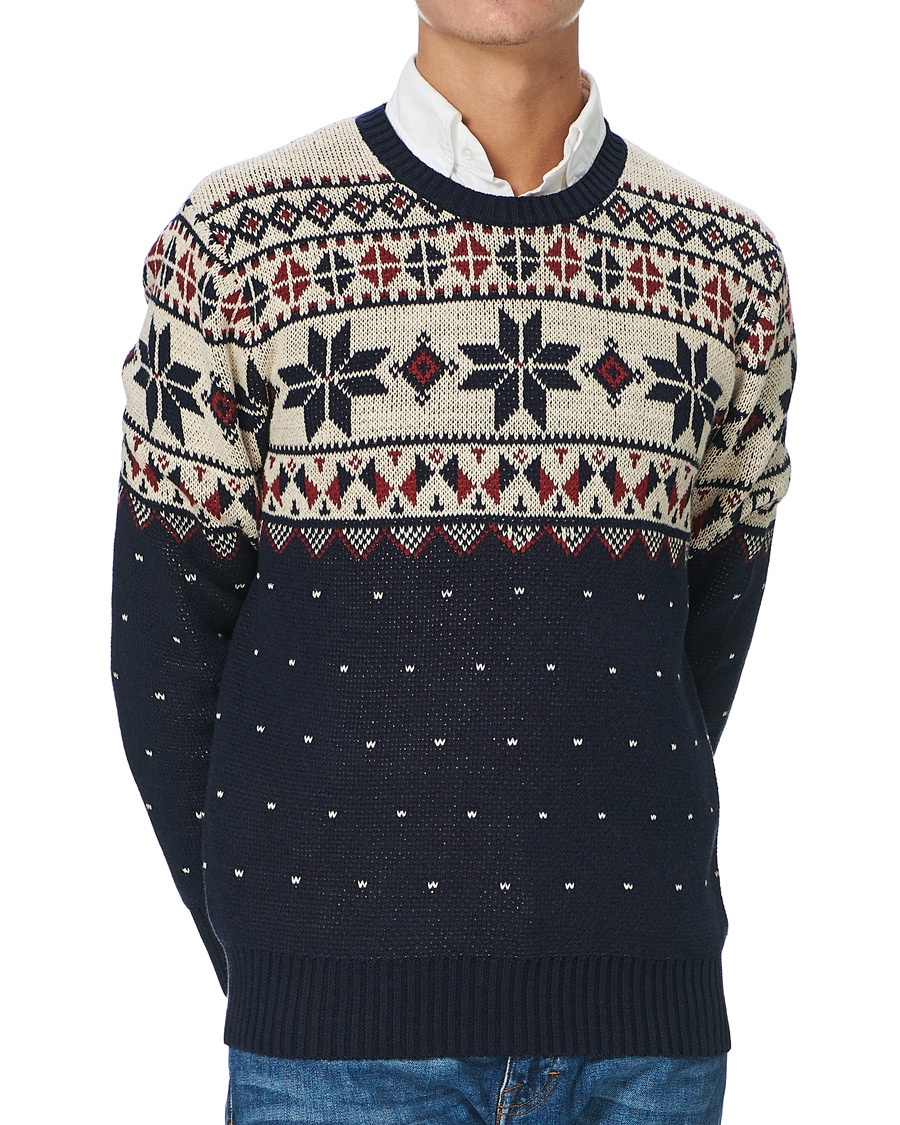 Polo Ralph Lauren Men’s Snowflake Cotton Crewneck Sweater on sale Navy LARGE NWT $198