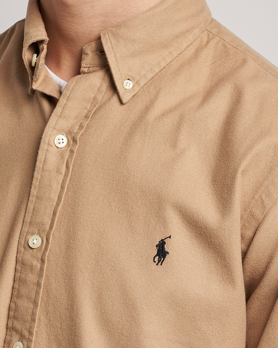 Polo Ralph Lauren Custom Fit Brushed Flannel Shirt Vintage Khaki at CareOfC