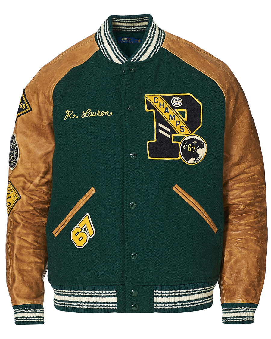 Polo Ralph Lauren Men's Lined Varsity Jacket in Hunt Club Green, Size Large