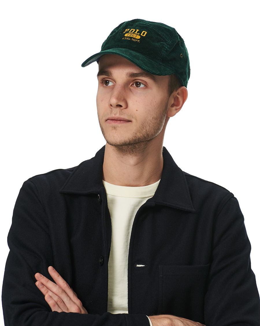 Polo Ralph Lauren Logo Corduroy Cap College Green at CareOfCarl.com