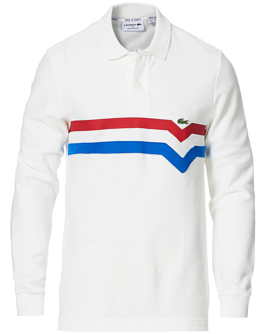 Lacoste Long Sleeve Stripe Polo Cream at CareOfCarl.com