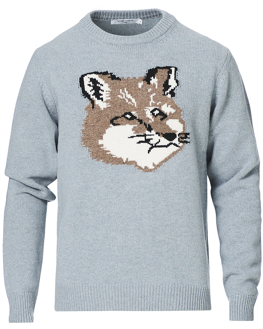 Maison Kitsuné Big Fox Head Pullover Grey at CareOfCarl.com