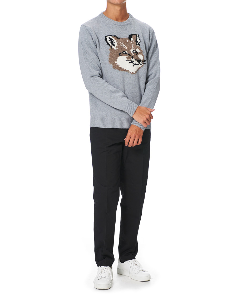 Maison Kitsuné Big Fox Head Pullover Grey at CareOfCarl.com