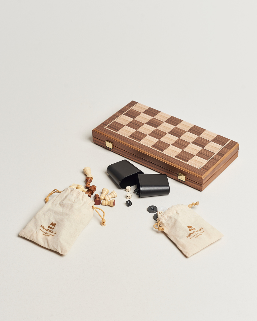 Manopoulos Walnut Chess & Backgammon at CareOfCarl.com