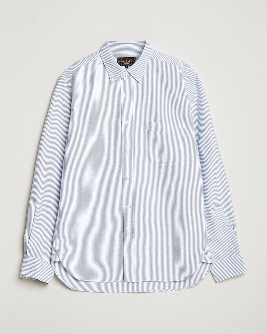 BEAMS PLUS Oxford Button Down Shirt Light Blue Stripe at