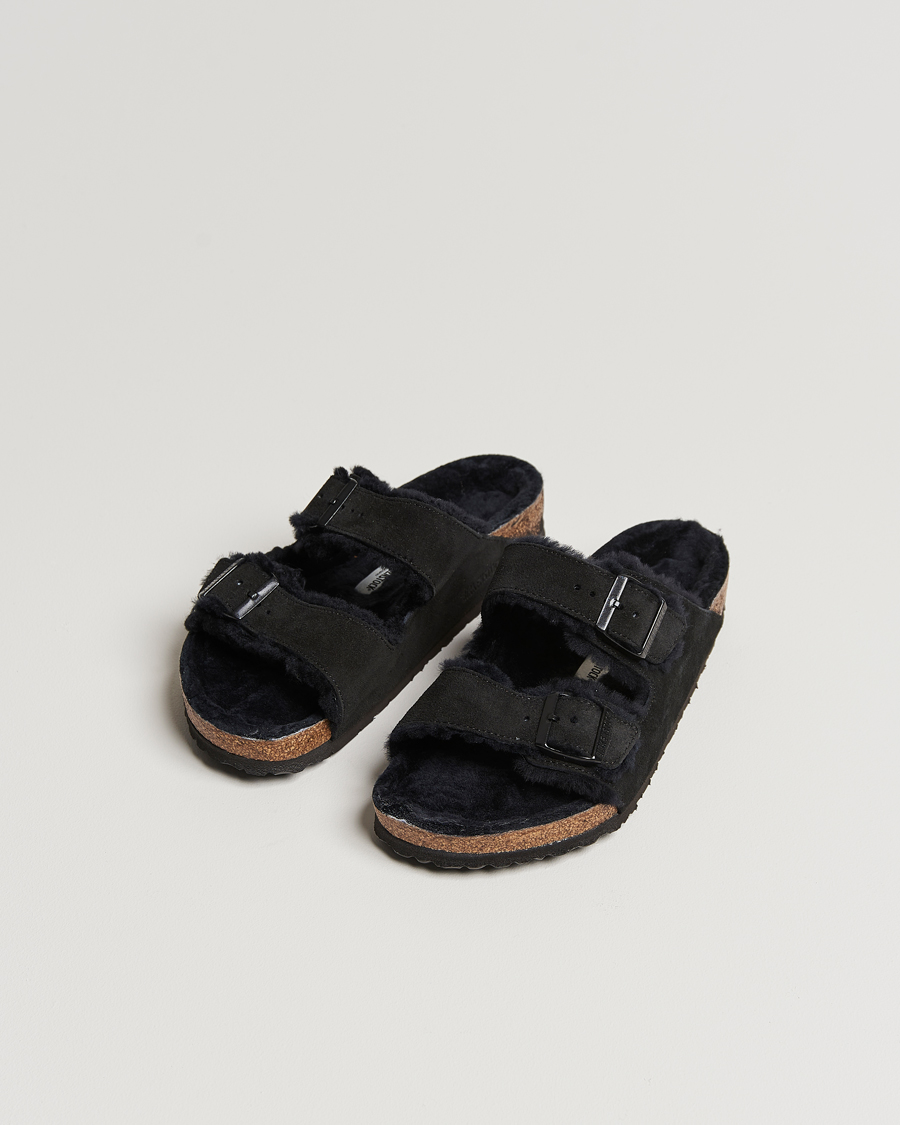 BIRKENSTOCK Arizona Shearling Classic Footbed Black Suede at