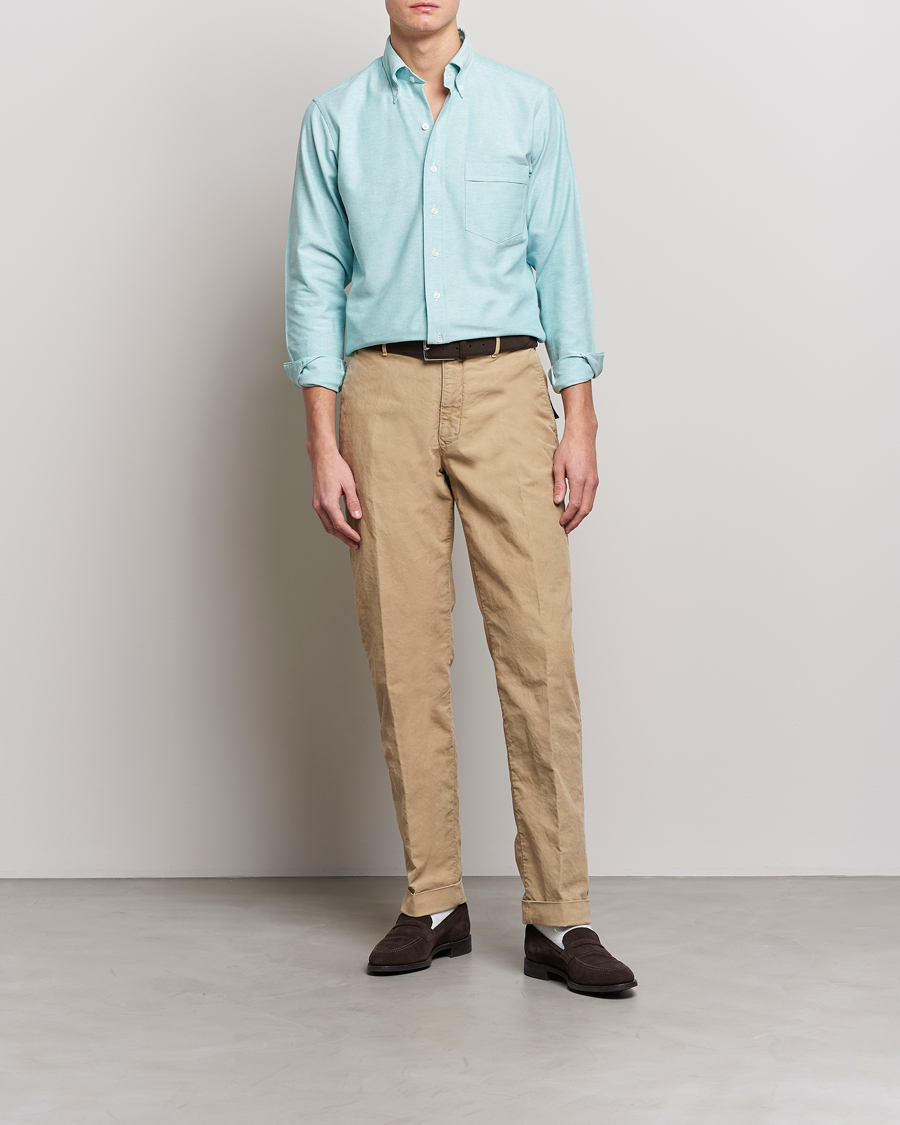 Drake's Button Down Oxford Shirt Light Green at CareOfCarl.com