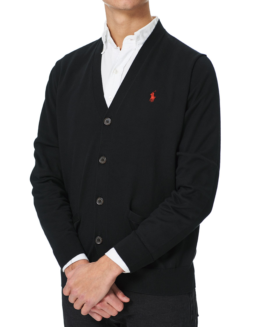 Polo Ralph Lauren Pima Cotton Cardigan Polo Black at CareOfCarl