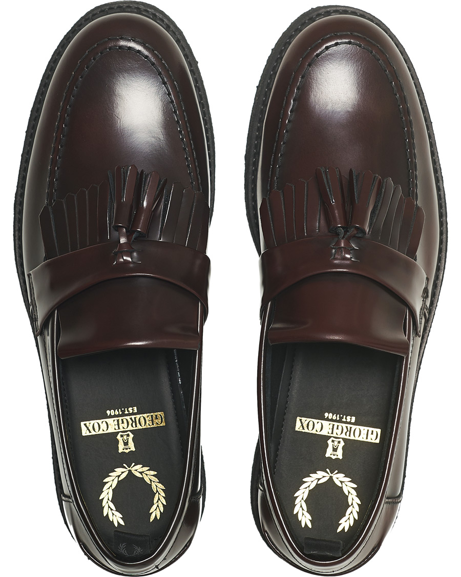 Fred Perry George Cox Tassel Loafers Oxblood at CareOfCarl.com