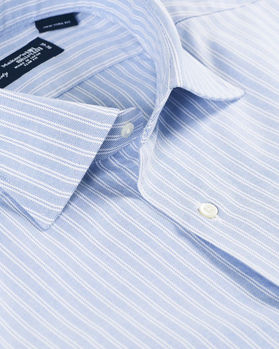 Kamakura Shirts Slim Fit Striped Oxford Shirt Blue/White at CareOfCarl.com