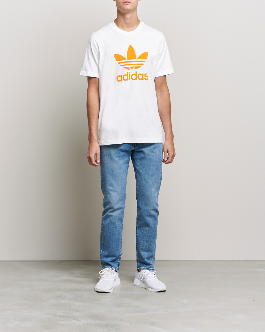 adidas Originals Trefoil Crew Neck Tee White Orange at CareOfCarl