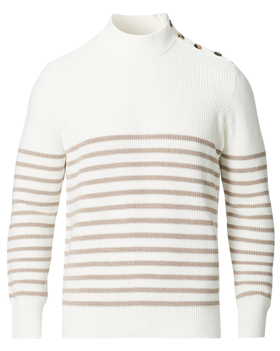 Fisherman Stitch Ribbed Turtleneck in Desert Beige