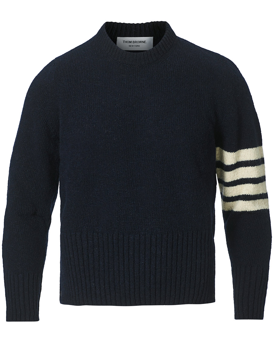 Thom Browne 4 Bar Mohair Crew Neck Sweater Navy at CareOfCarl.com