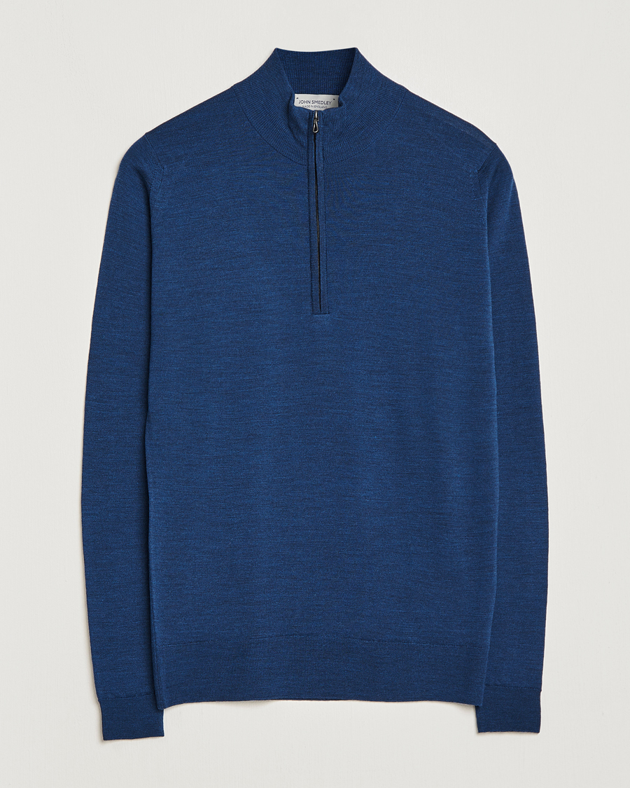 John Smedley Barrow Extra Fine Merino Half Zip Indigo at