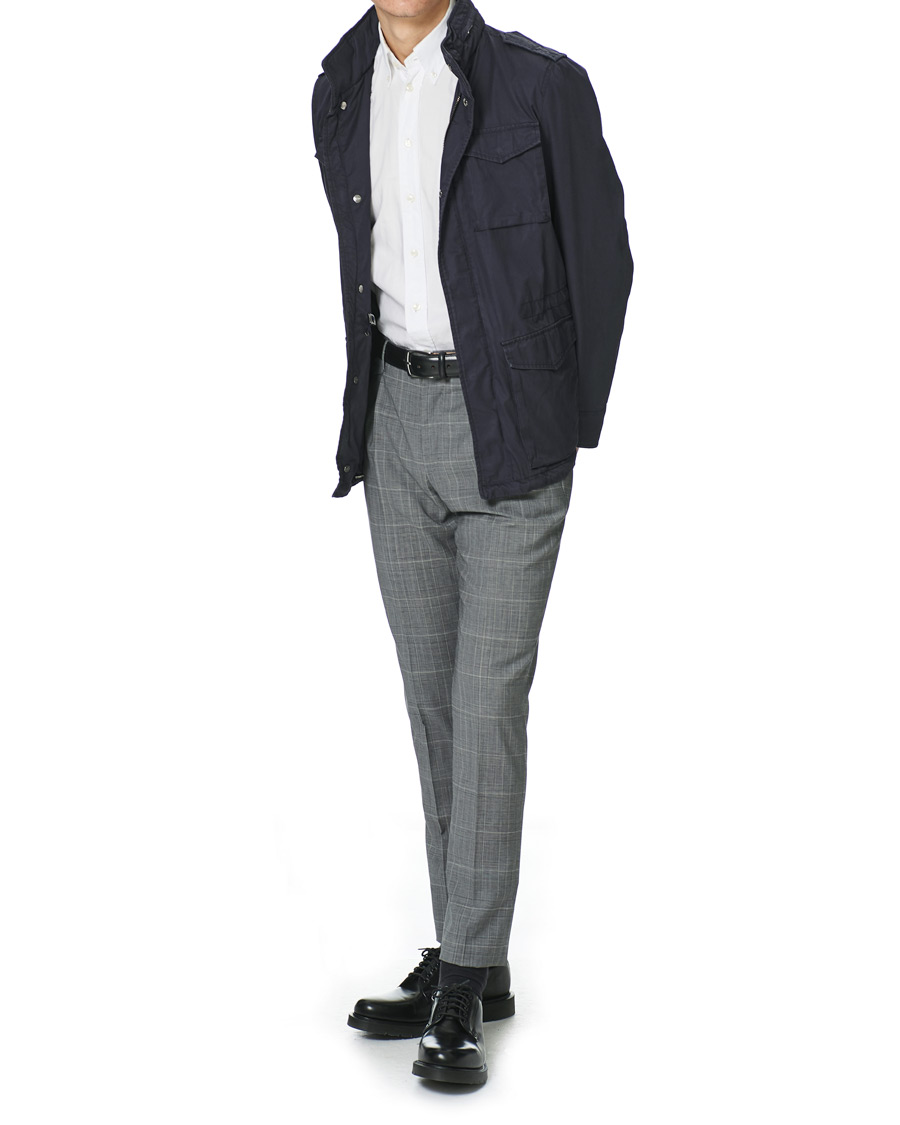 PT01 Gentleman Fit Wool Check Trousers Light Grey at CareOfCarl.com