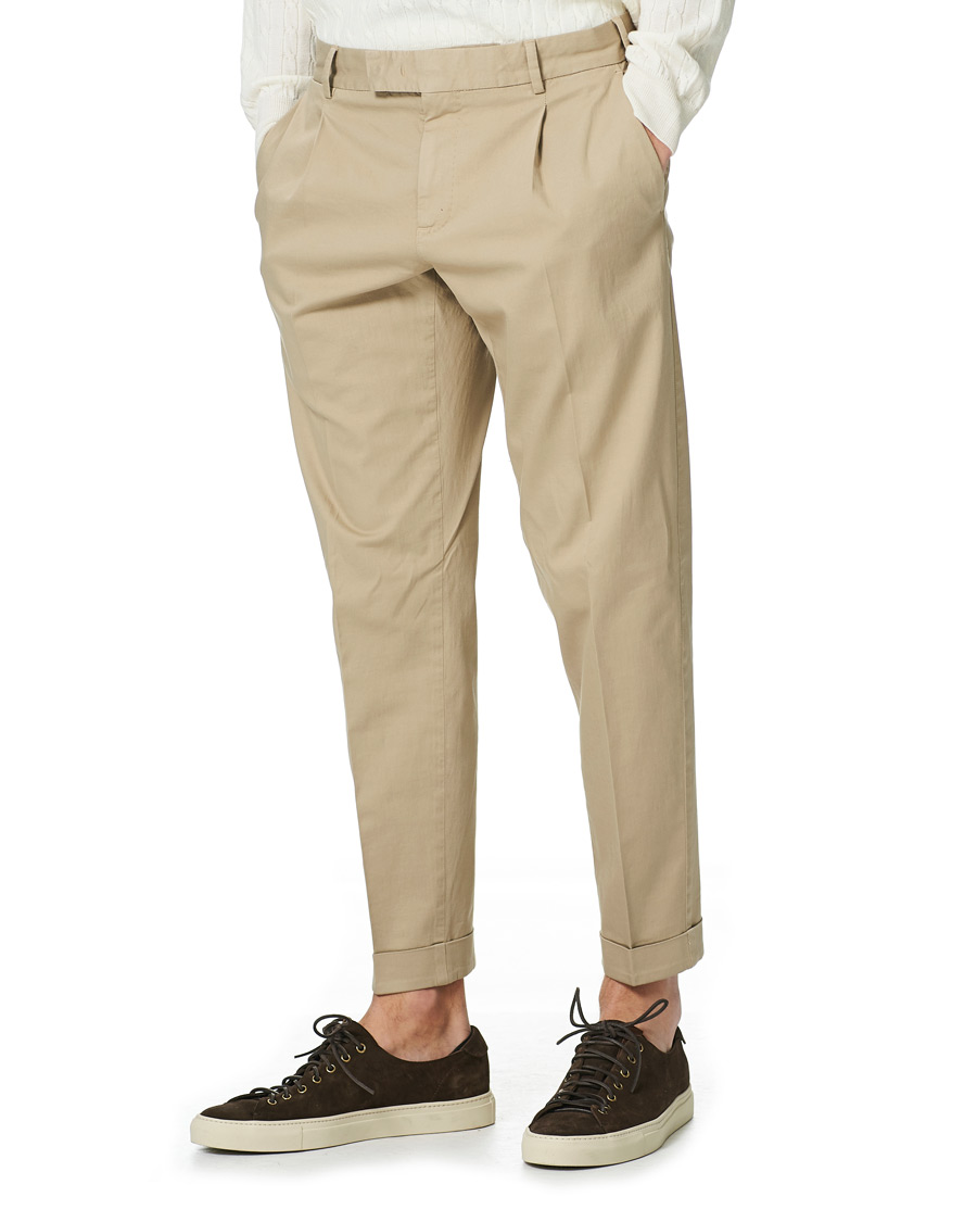 PT01 Slim Fit Comfort Linen Trousers Beige at CareOfCarl.com