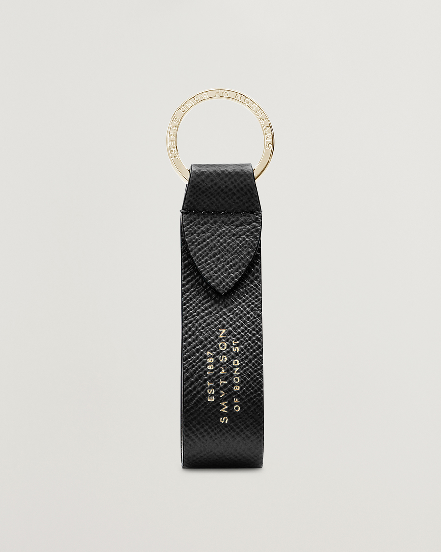 Smythson Panama Leather Keyring Black at CareOfCarl.com