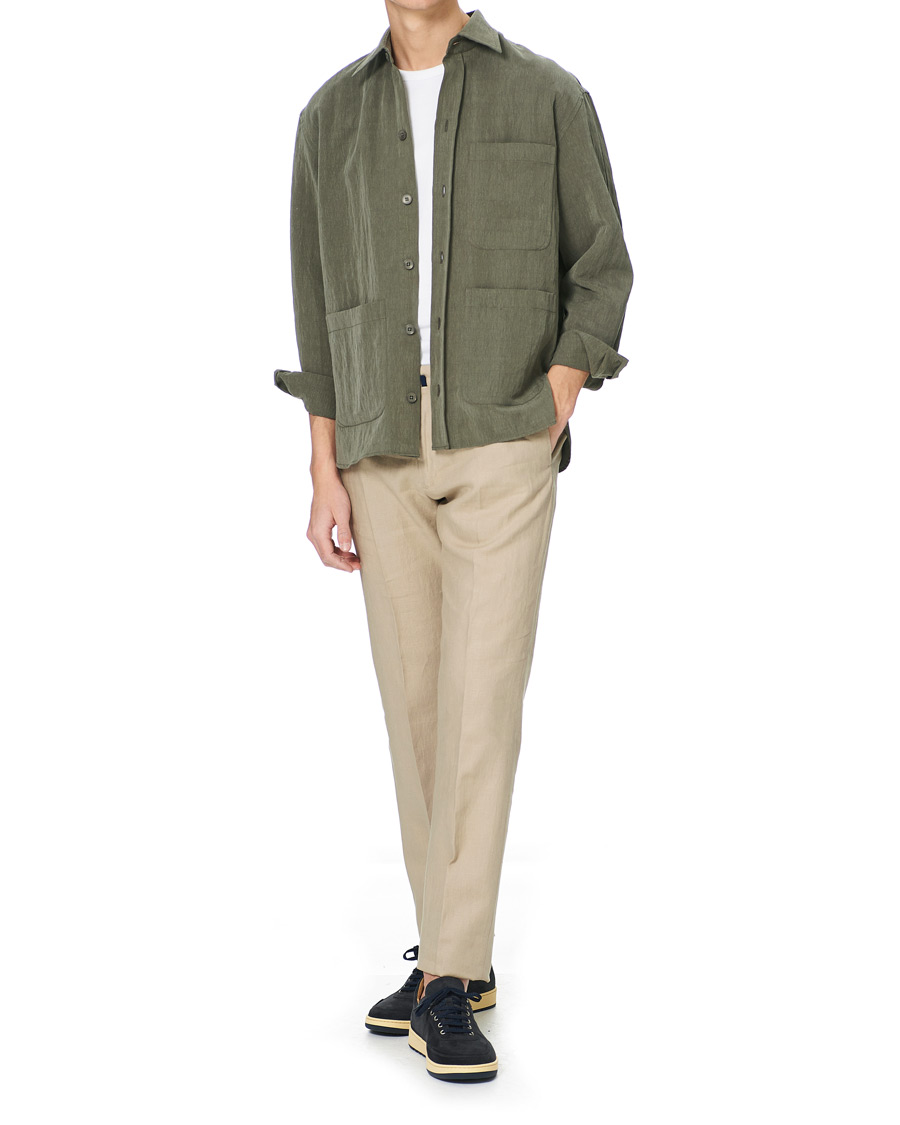 Z Zegna Washed Tencel Shirt Jacket Army Green at CareOfCarl.com