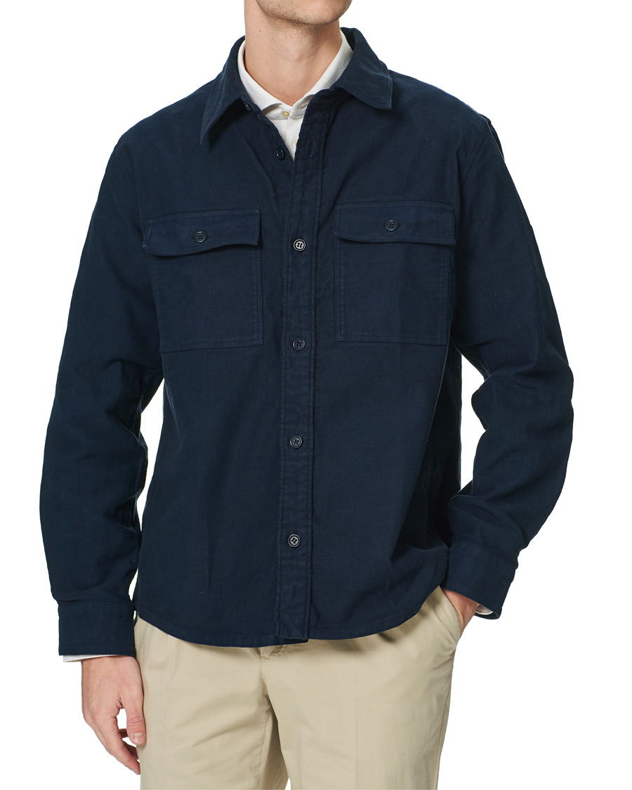 A.P.C. Bastian Cotton Overshirt Navy at CareOfCarl.com