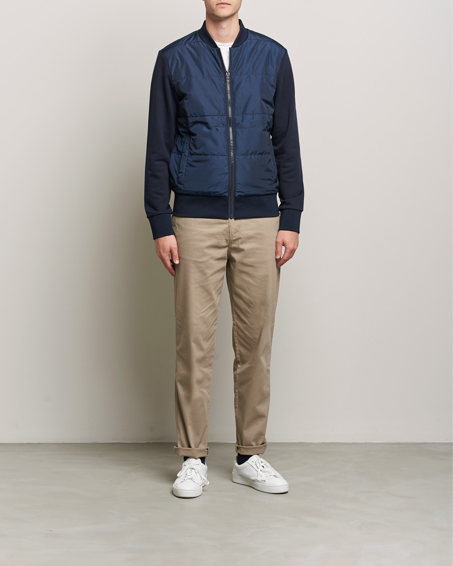 BOSS Skiles Hybrid Bomber Jacket Dark Blue at CareOfCarl.com