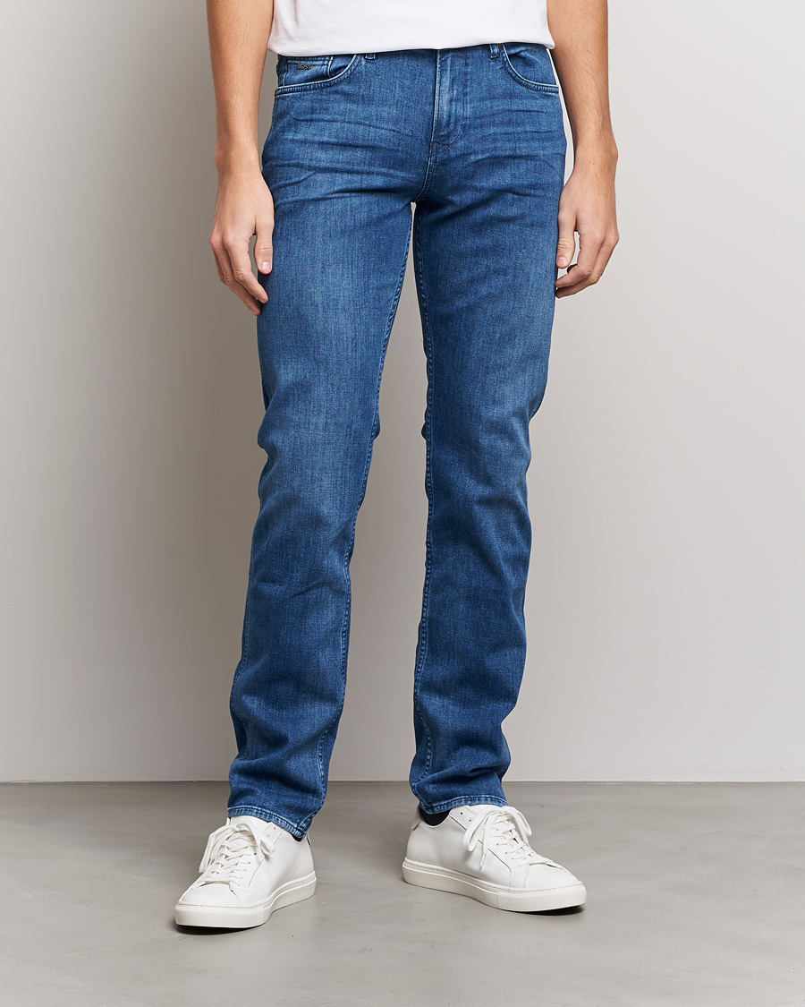 BOSS - High-waisted jeans in blue super-stretch denim