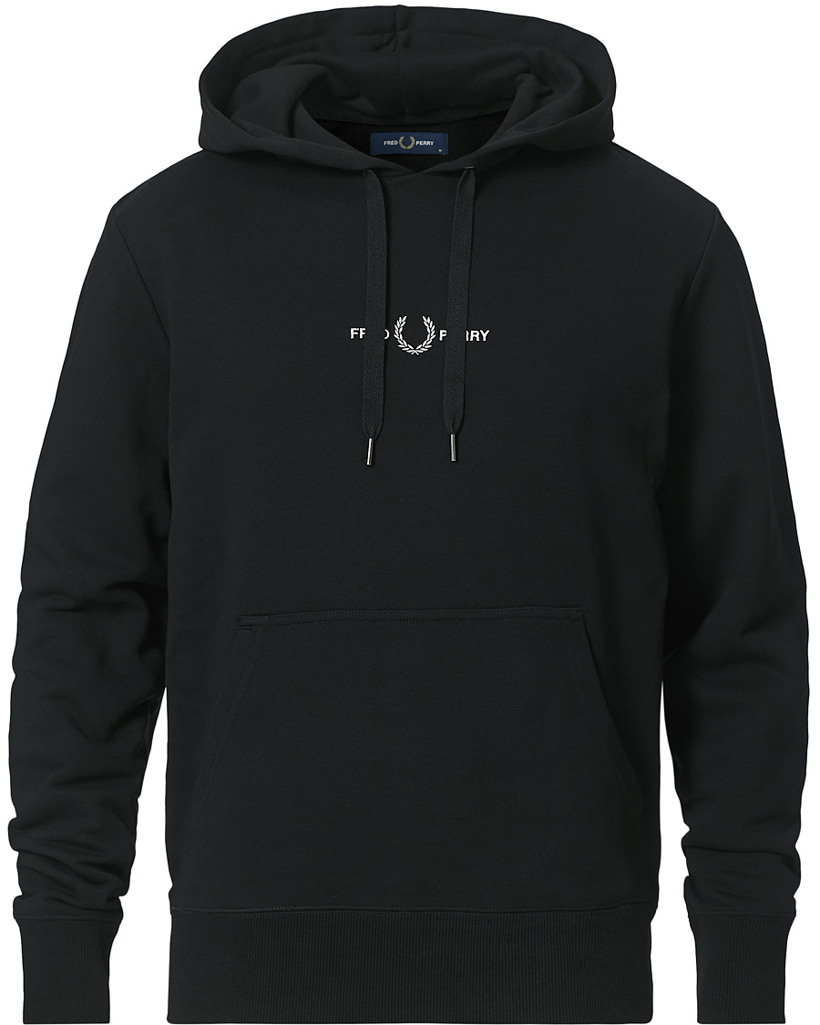 Fred Perry Embroidered Hooded Sweatshirt Black at CareOfCarl