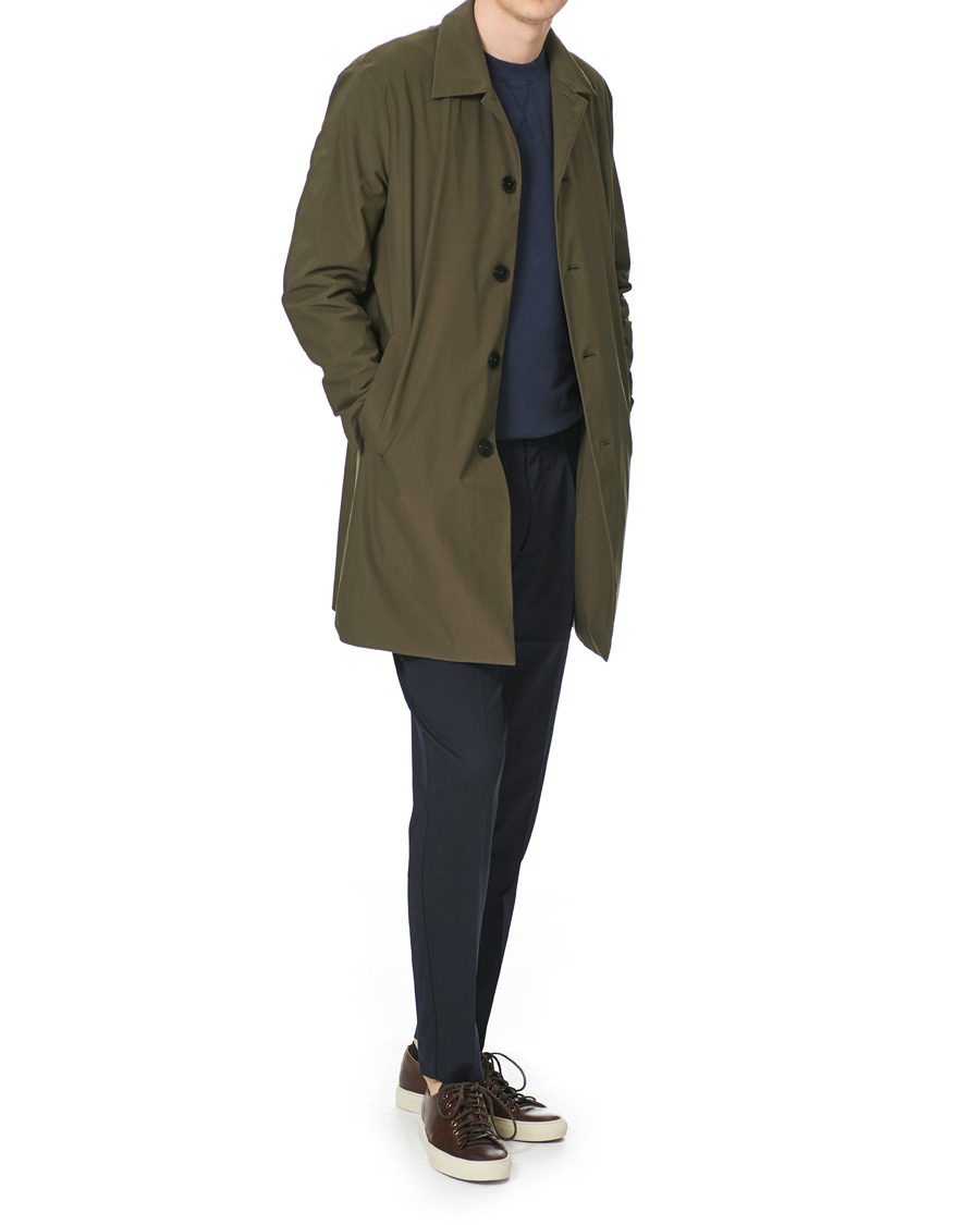 Harris Wharf London Light Technic Mac Coat Moss Green at