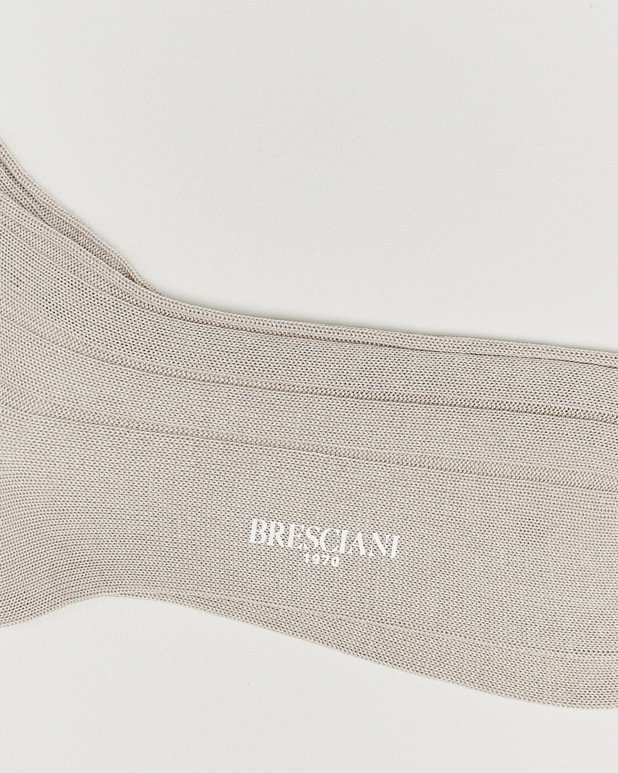 Men |  | Bresciani | Wide Ribbed Cotton Socks Off White