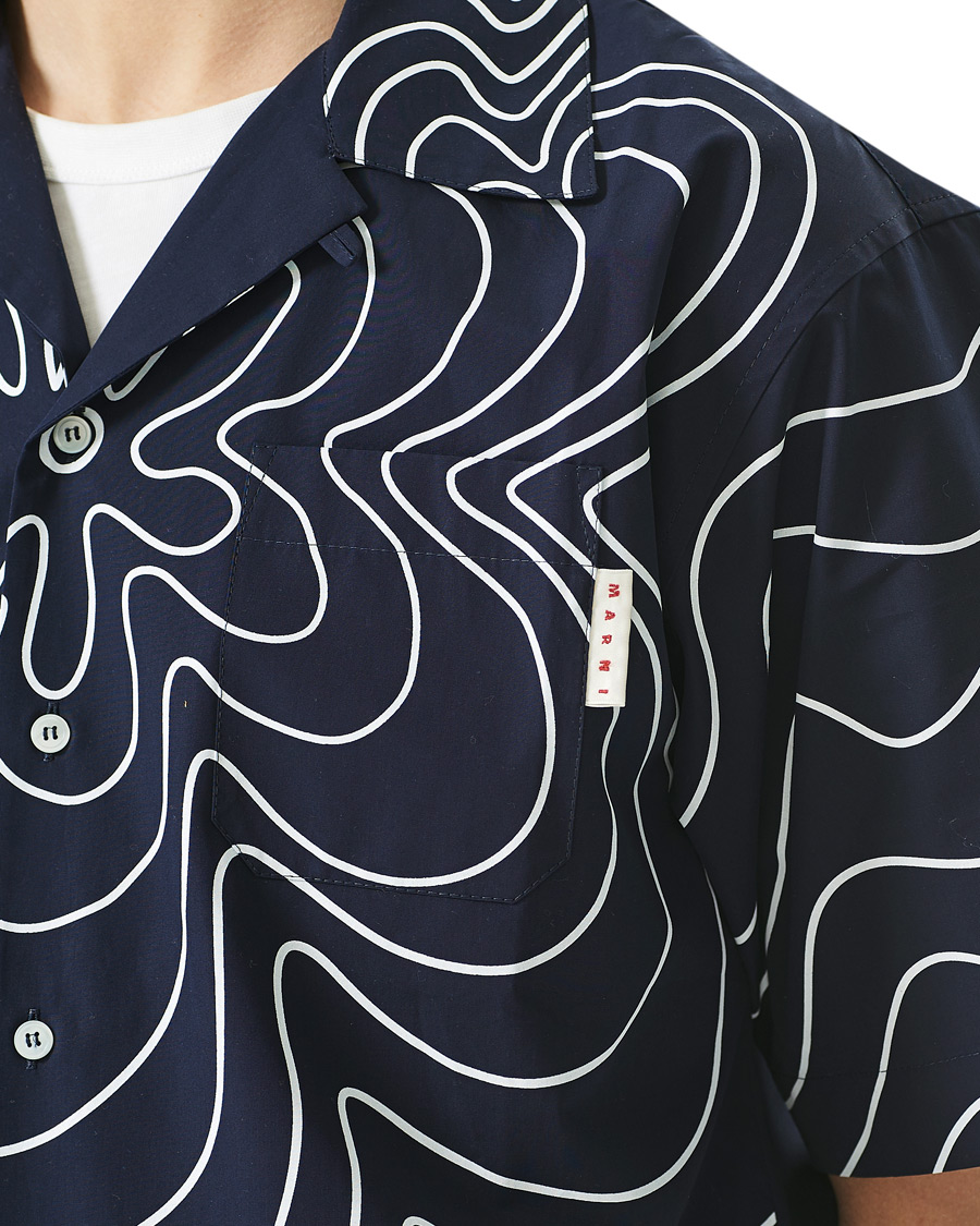 Marni Flower Print Bowling Shirt Navy at CareOfCarl.com