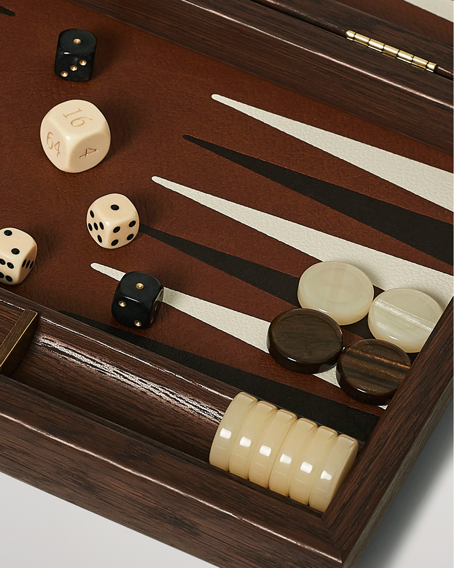 Manopoulos Small Leatherette Backgammon Set Caramel Brown at