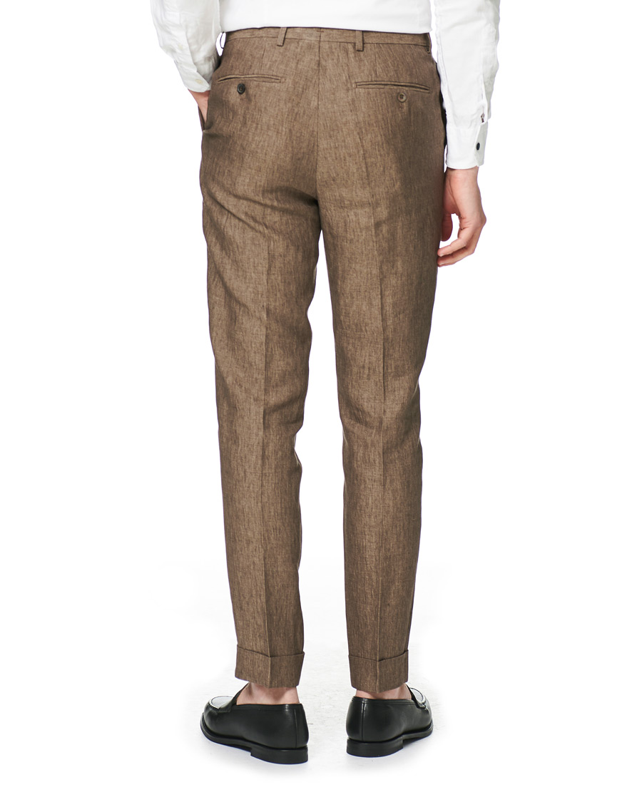 Morris Heritage Jack Linen Suit Trousers Brown at CareOfCarl.com