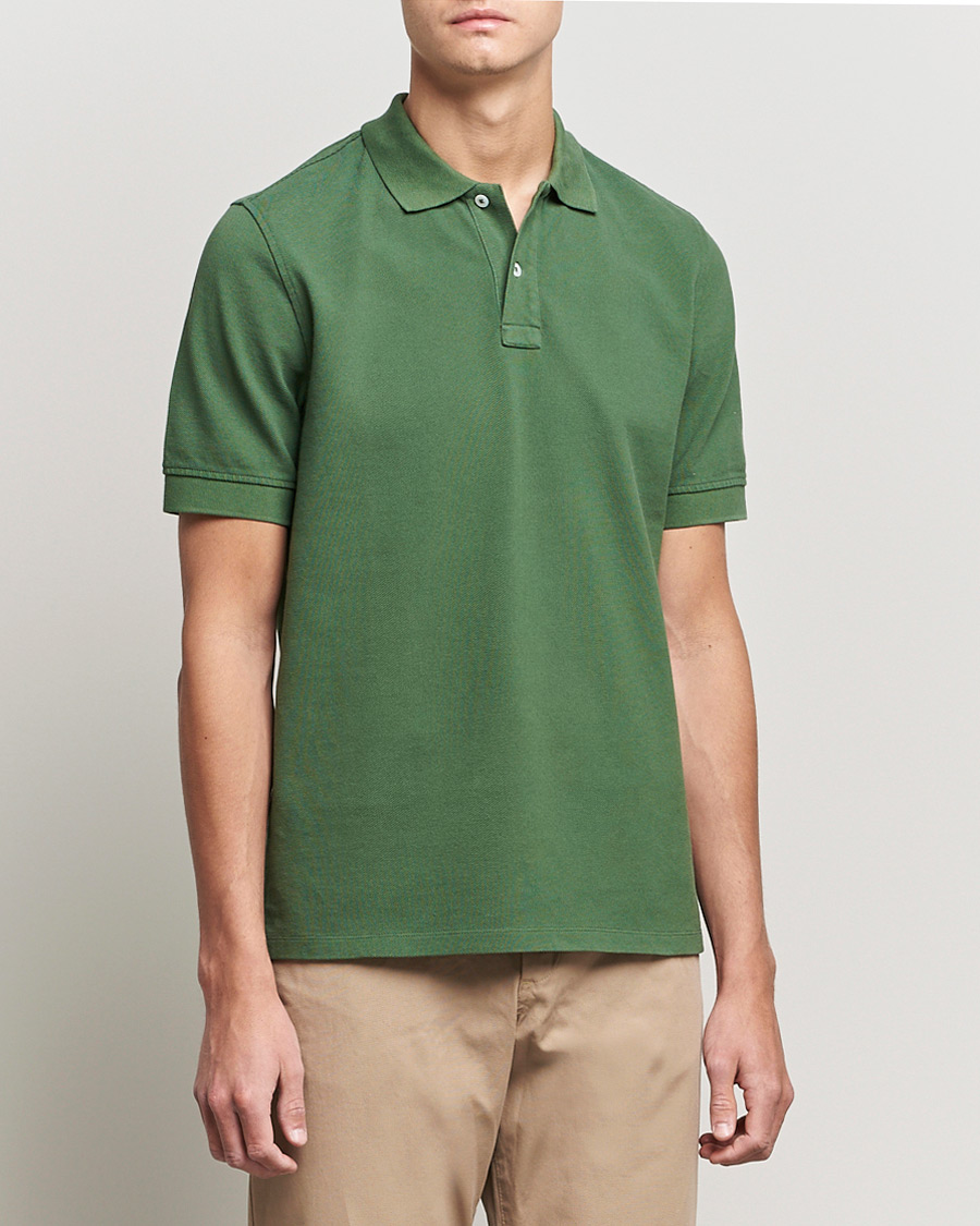 Drake's Short Sleeve Pique Polo Green at CareOfCarl.com