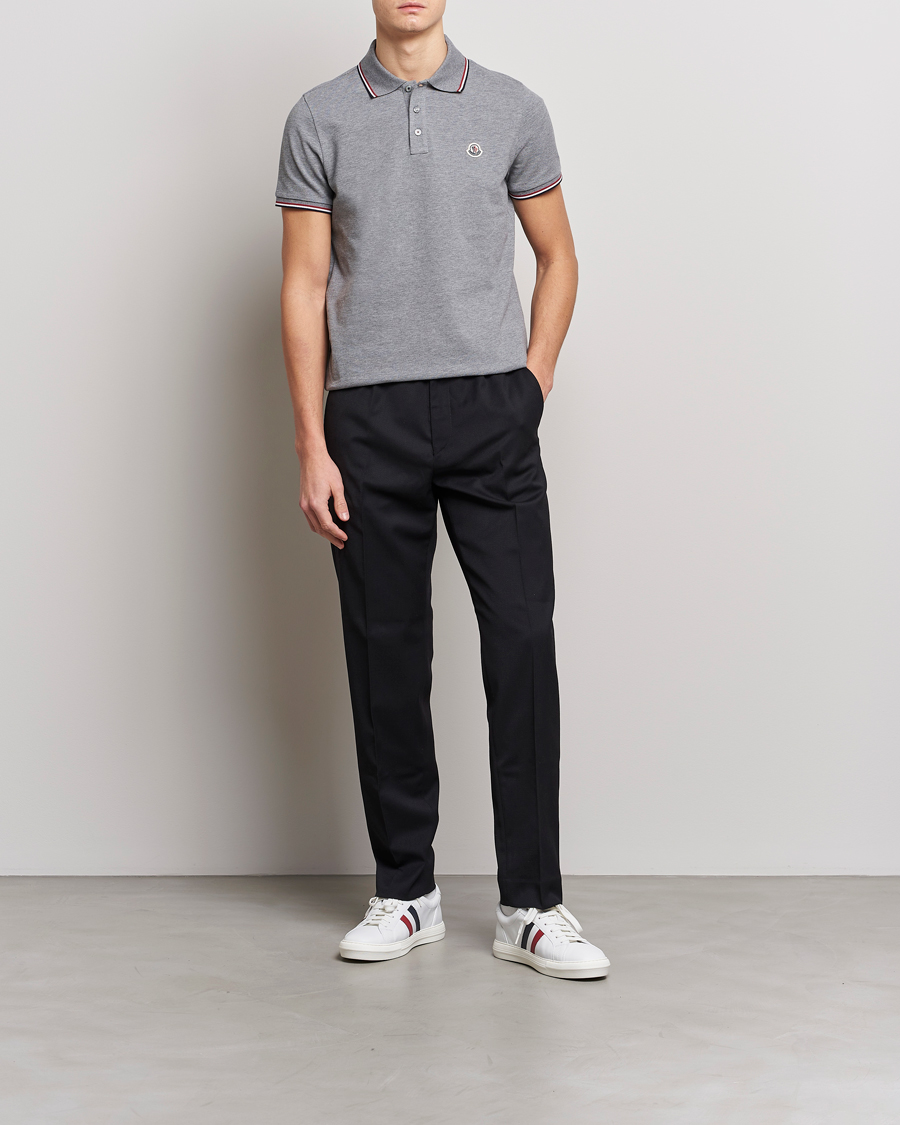 Moncler Contrast Rib Polo Heather Grey at CareOfCarl