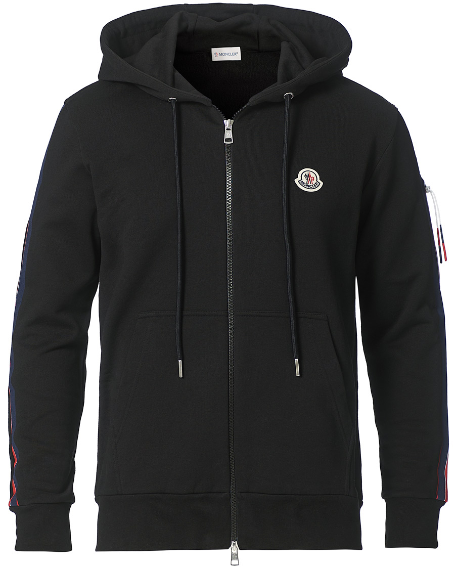 Moncler Tape Logo Zip Hoodie Black at CareOfCarl