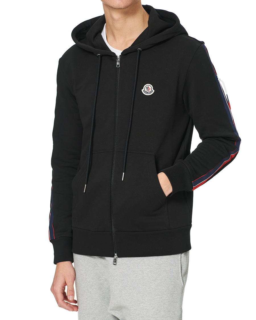 Moncler Tape Logo Zip Hoodie Black at CareOfCarl