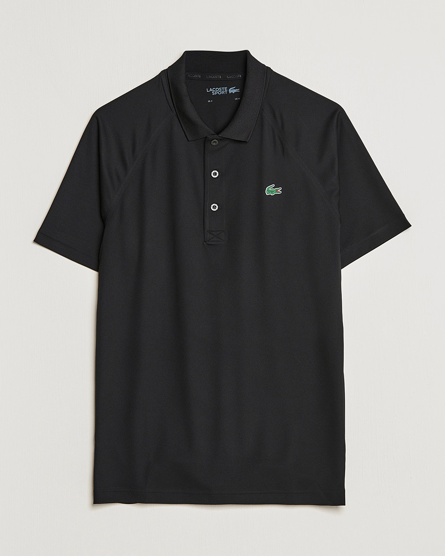 Lacoste Sport Performance Ribbed Collar Polo Black at CareOfCarl.com