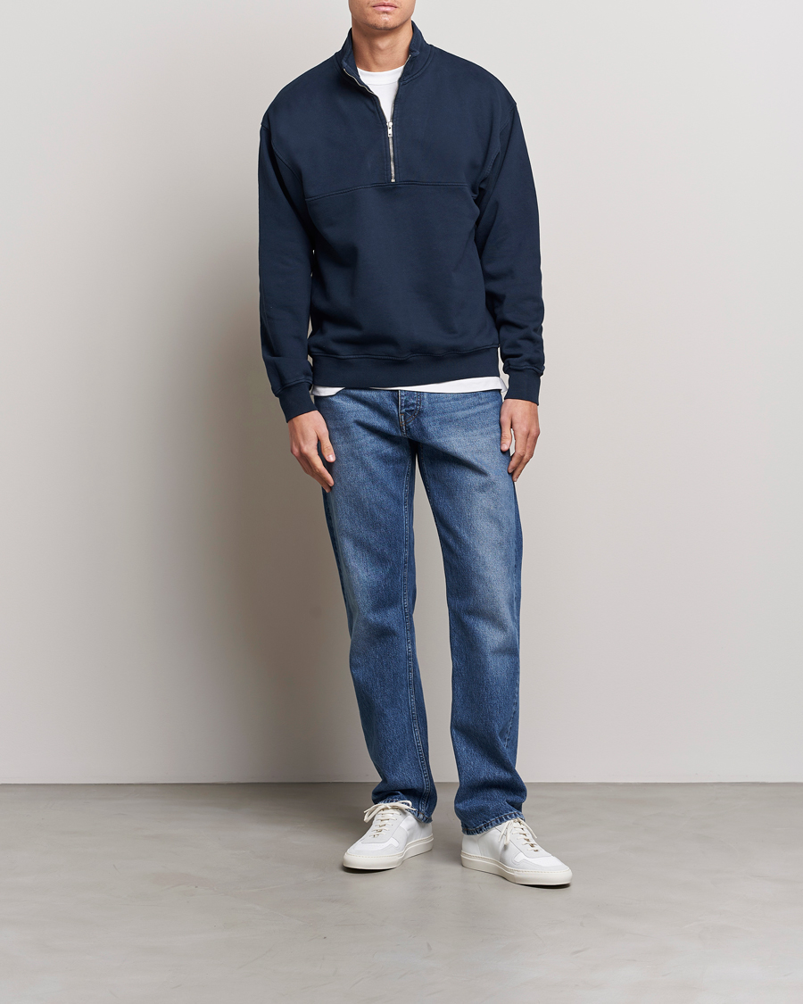 Mens blue outlet half zip jumper