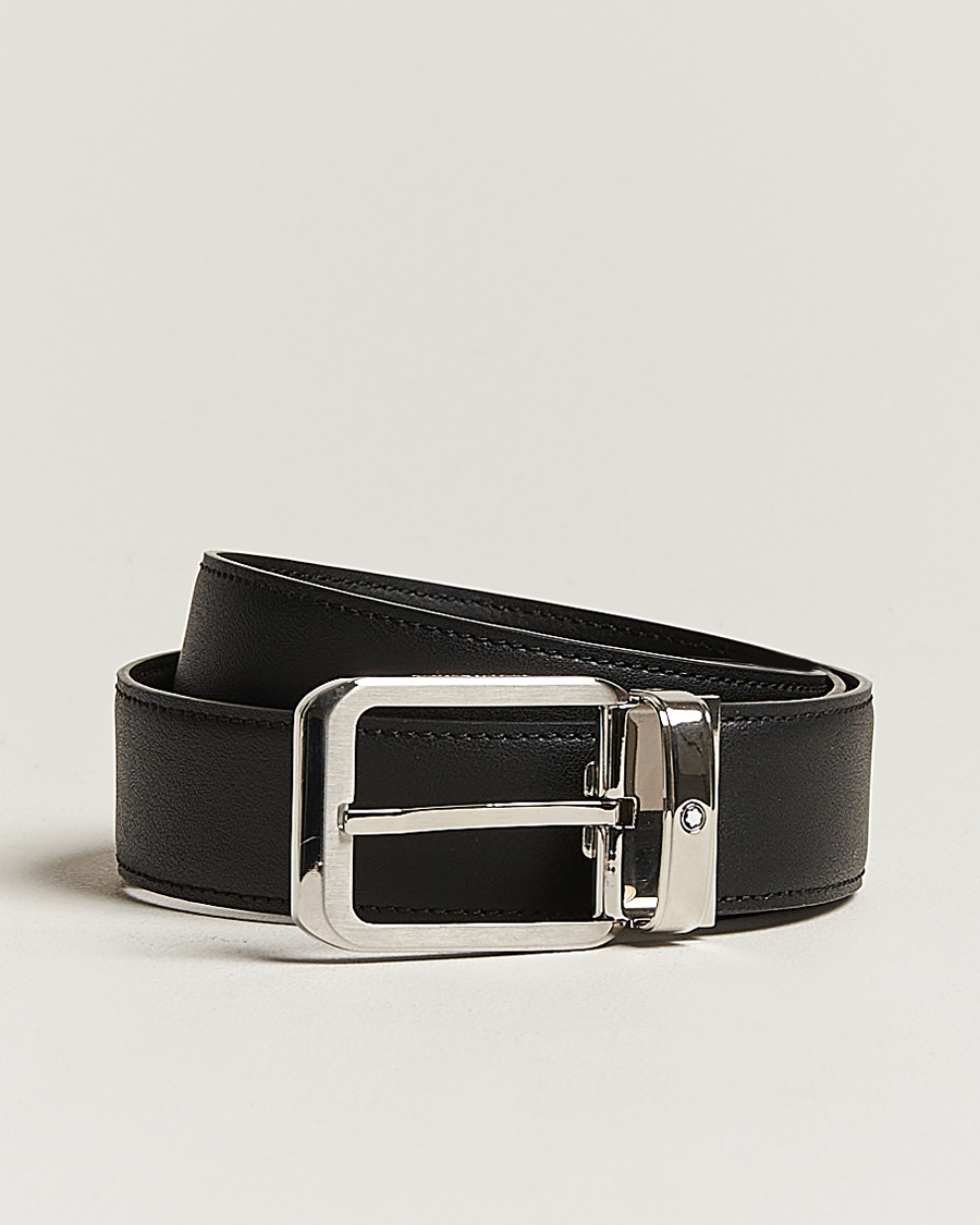 Horseshoe buckle black/brown 30 mm reversible leather belt