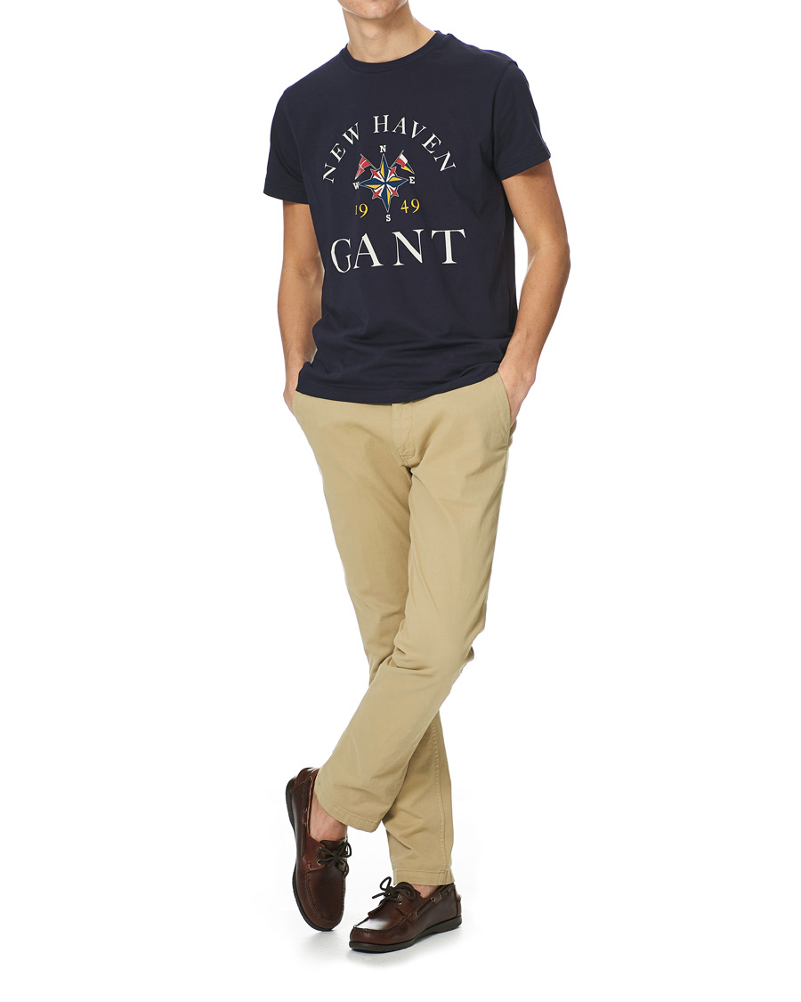 GANT Sailing Logo Crew Neck T-Shirt Evening Blue at