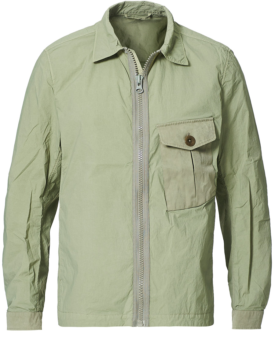 Ten c Garment Dyed Nylon Shirt Jacket Light Green at CareOfCarl.com