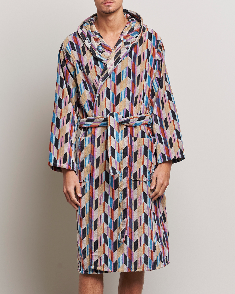 Missoni Home zig-zag pattern hooded robe - Purple