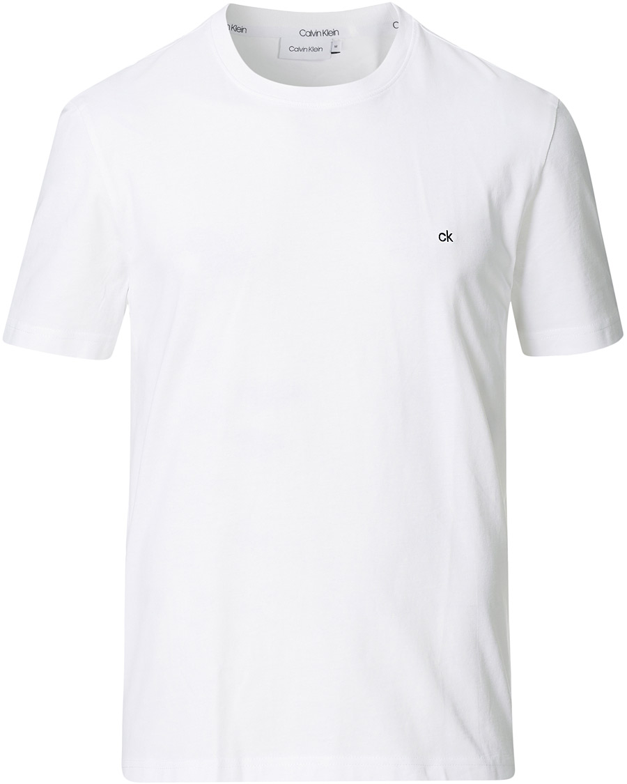 Calvin Klein Cotton Embroidery Logo Crew Neck T-Shirt White at