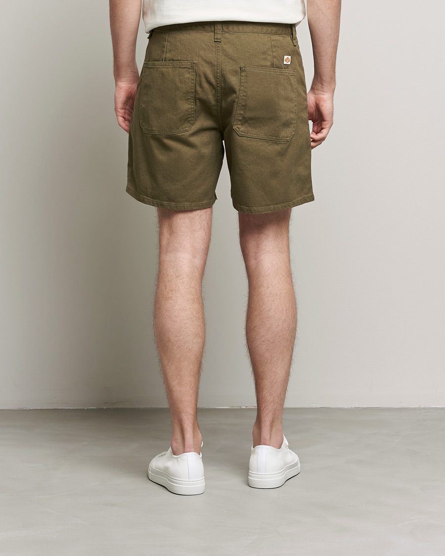 Nudie Jeans Luke Worker Shorts Faded Green at CareOfCarl.com