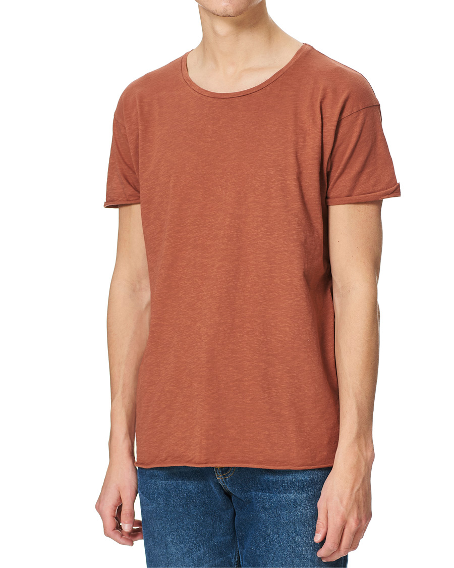 Nudie Jeans Roger Slub Crew Neck Tee Terra Red at CareOfCarl.com