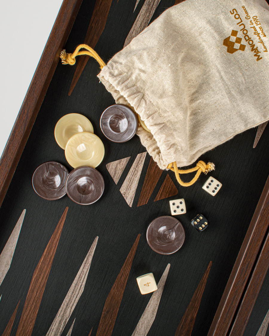 Manopoulos Small Leatherette Backgammon Set Caramel Brown at